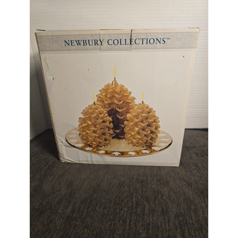 Newbury Collections Golden Candle Pinecone Garden Holiday Set, 3 Pine Cones